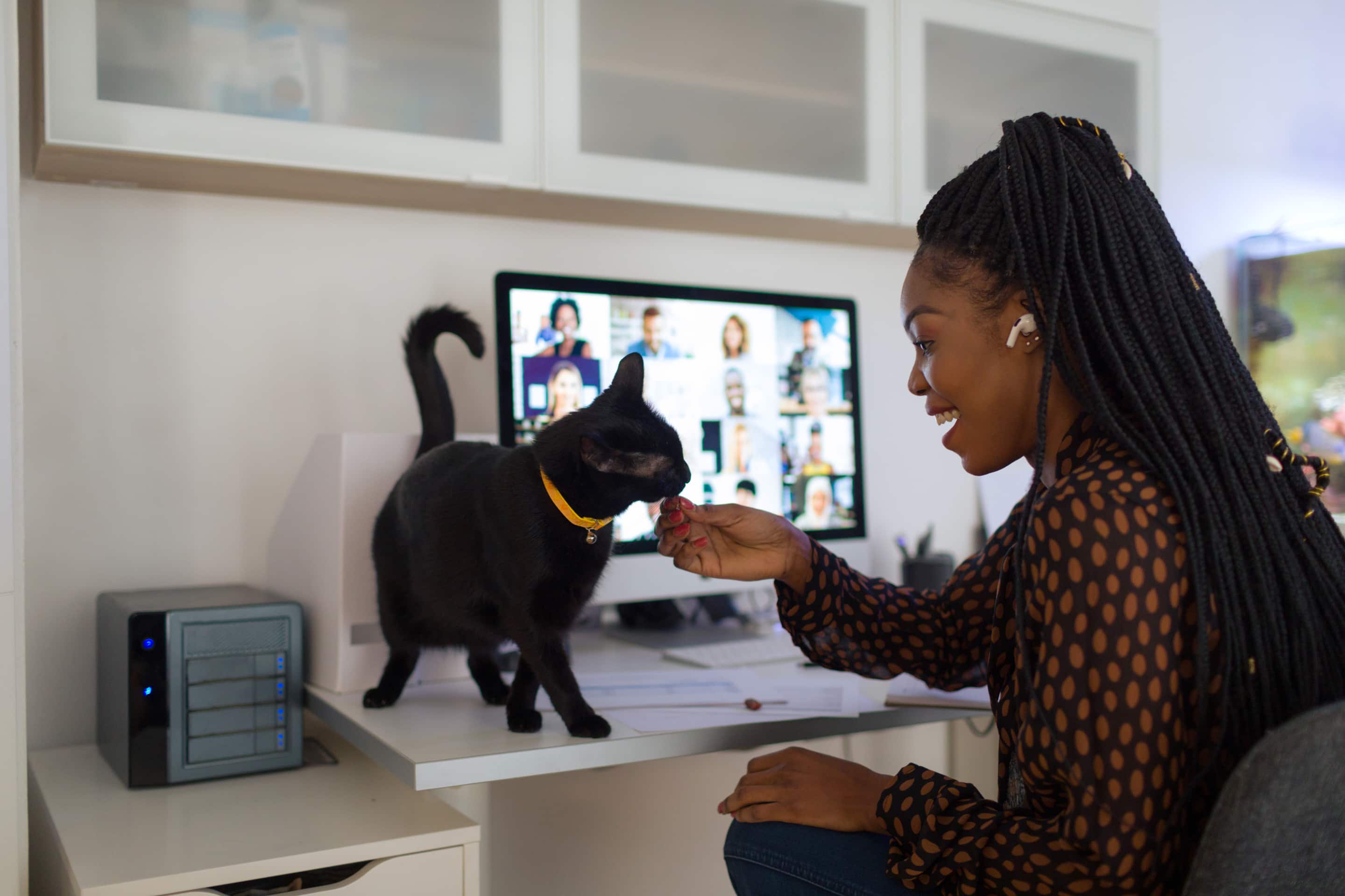 Businesswoman Working From Home Trough Video Conferencing From Her Home During Coronavirus Lockdown