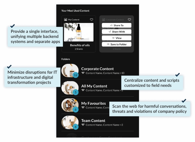 Centralize content and scripts customized to field needs