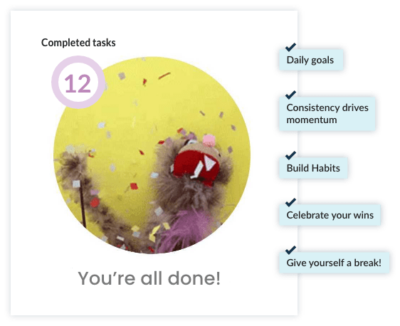 12 completed tasks: You're all done!